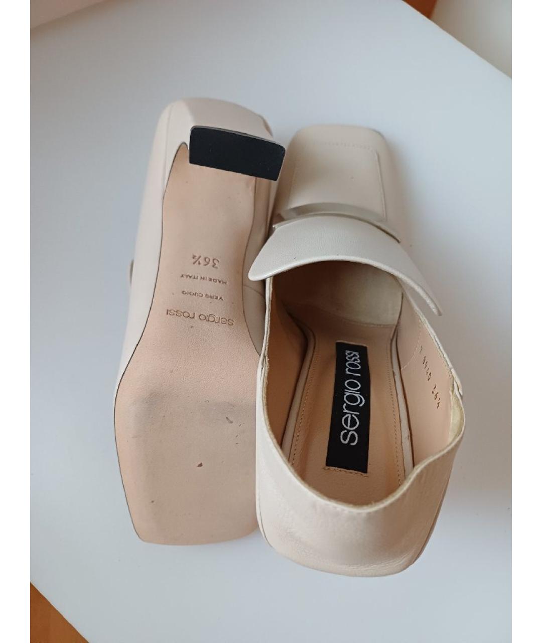 SERGIO ROSSI Бежевые кожаные туфли, фото 9