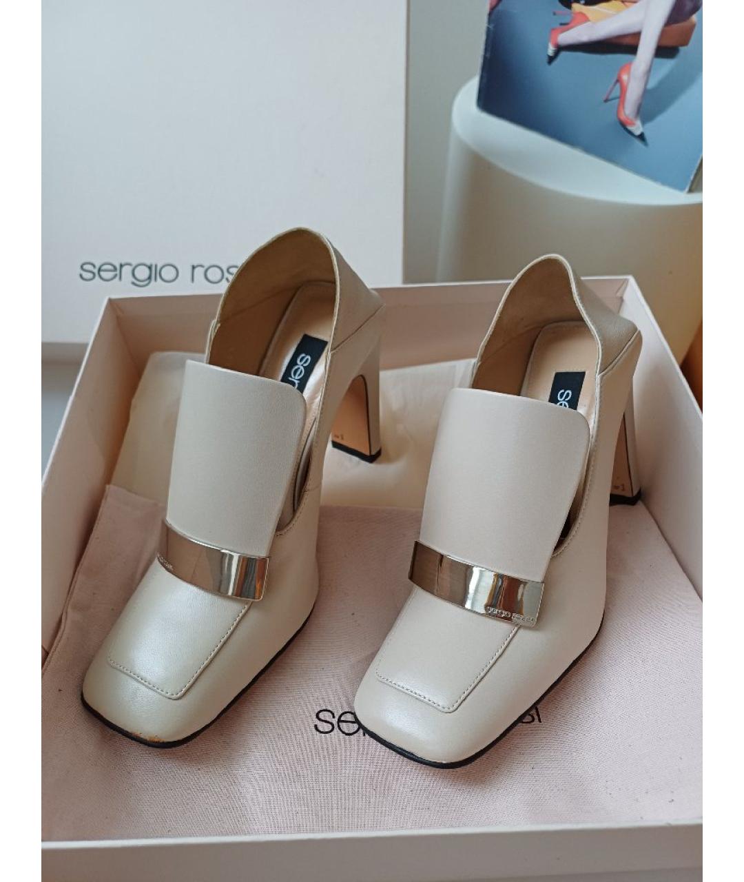 SERGIO ROSSI Бежевые кожаные туфли, фото 2