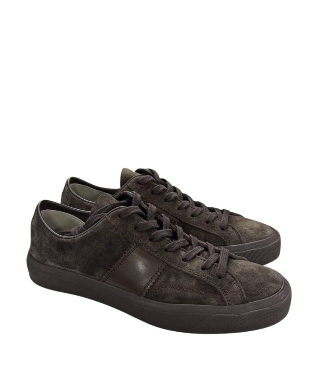 TOM FORD Коричневые замшевые низкие кроссовки / кеды, фото 1