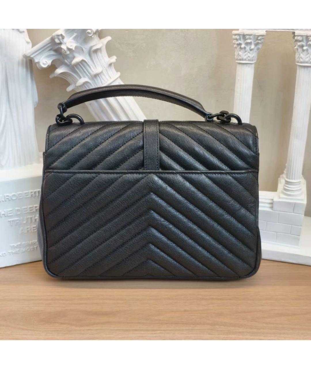 SAINT LAURENT Черная кожаная сумка через плечо, фото 3