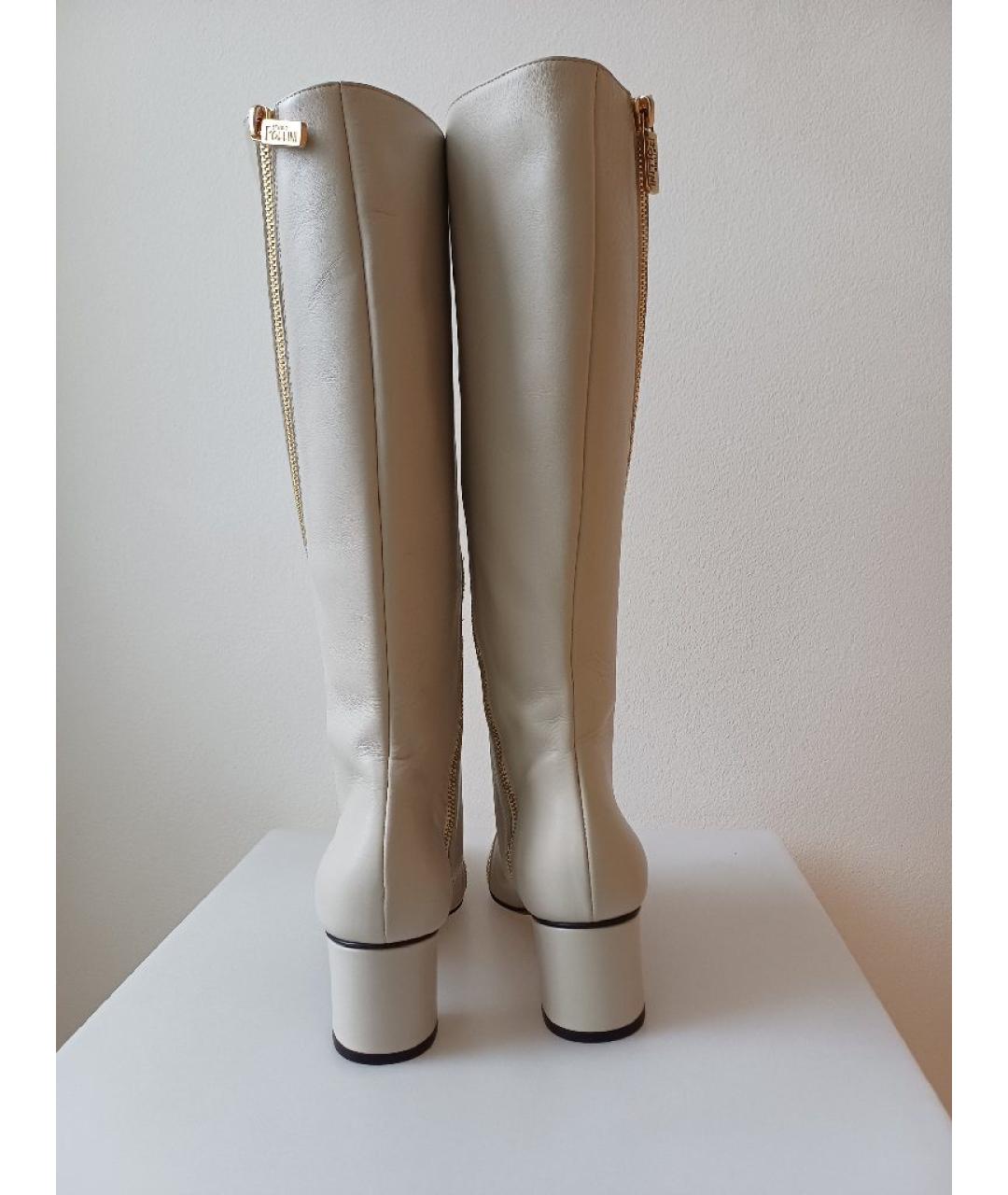 POLLINI Белые кожаные сапоги, фото 7