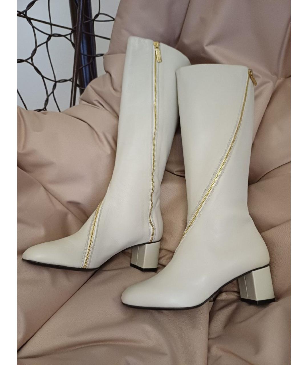 POLLINI Белые кожаные сапоги, фото 2