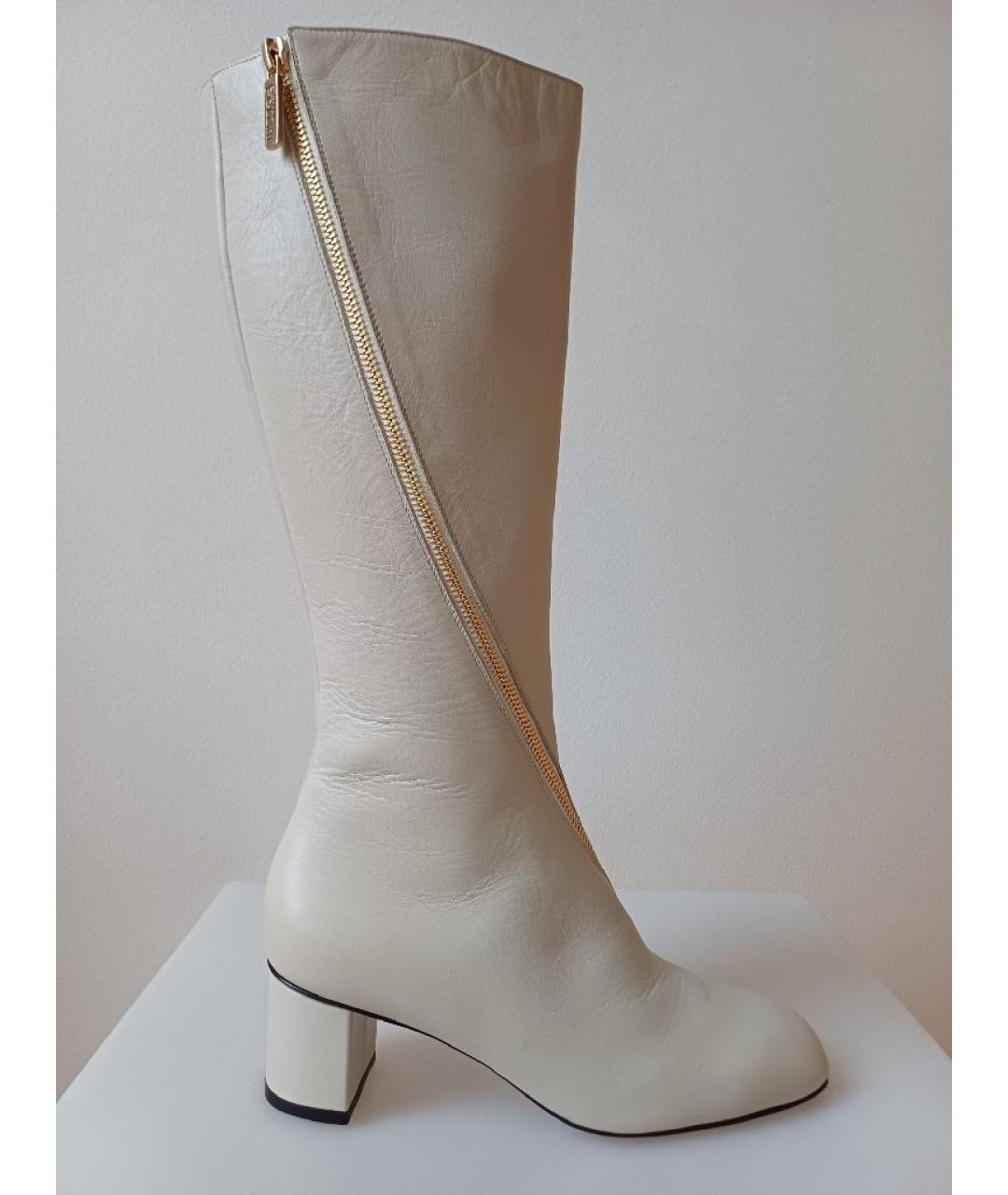 POLLINI Белые кожаные сапоги, фото 9