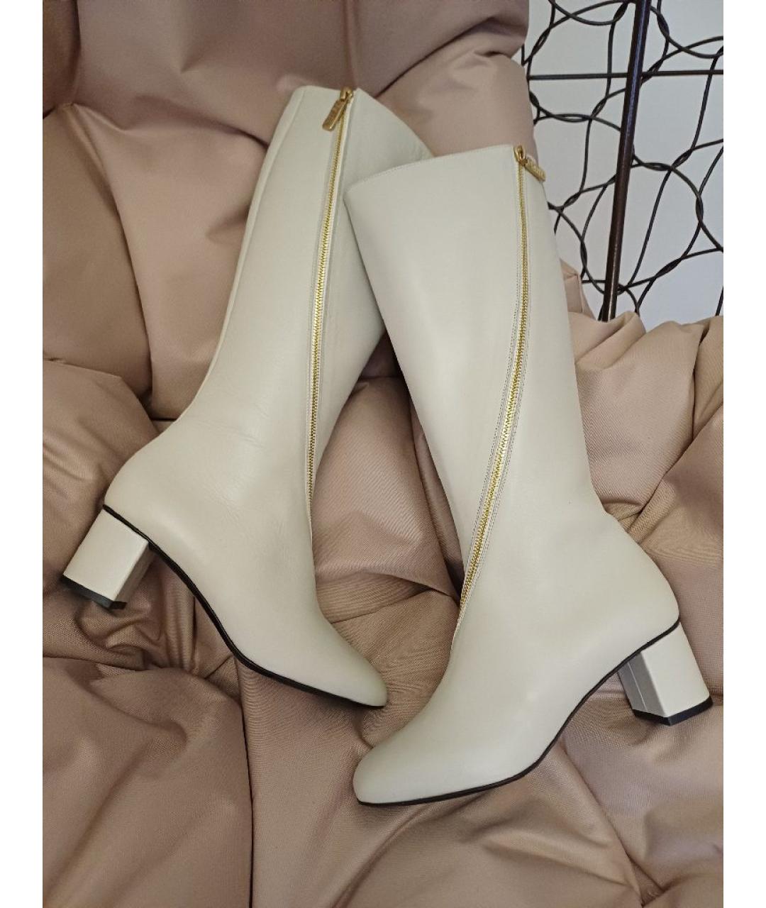 POLLINI Белые кожаные сапоги, фото 5