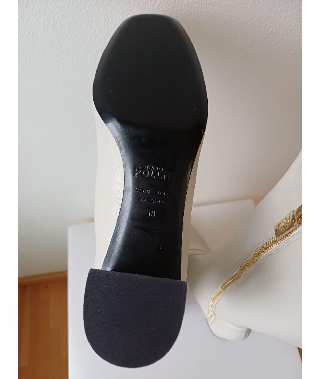 POLLINI Белые кожаные сапоги, фото 8