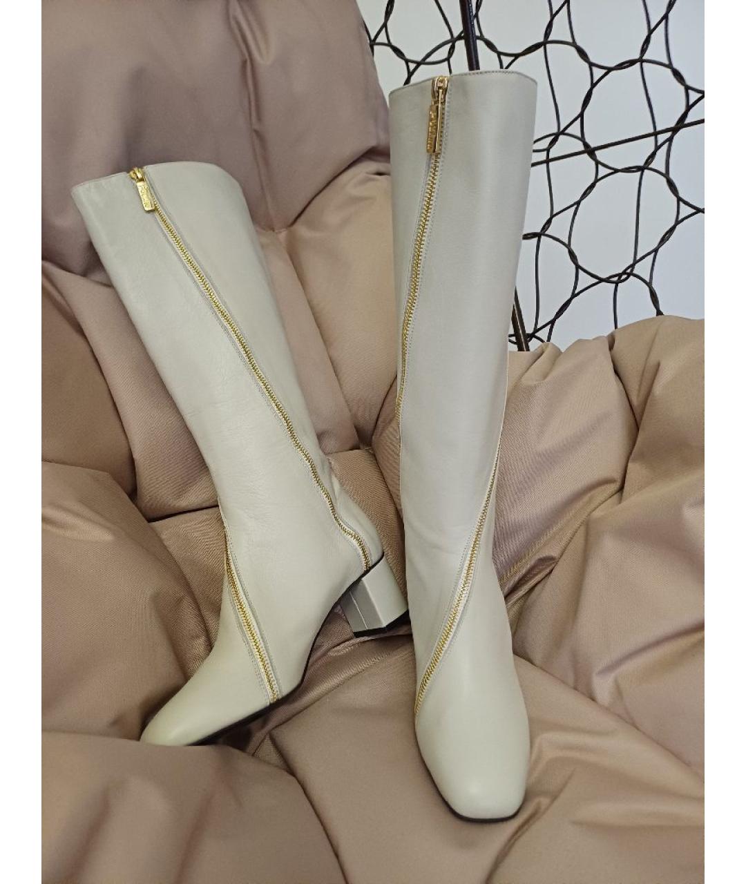 POLLINI Белые кожаные сапоги, фото 4