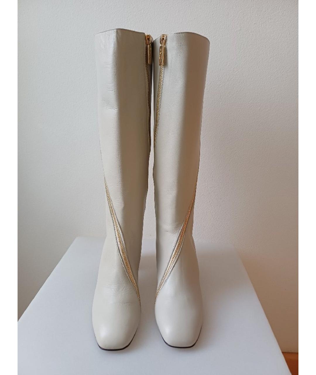 POLLINI Белые кожаные сапоги, фото 6