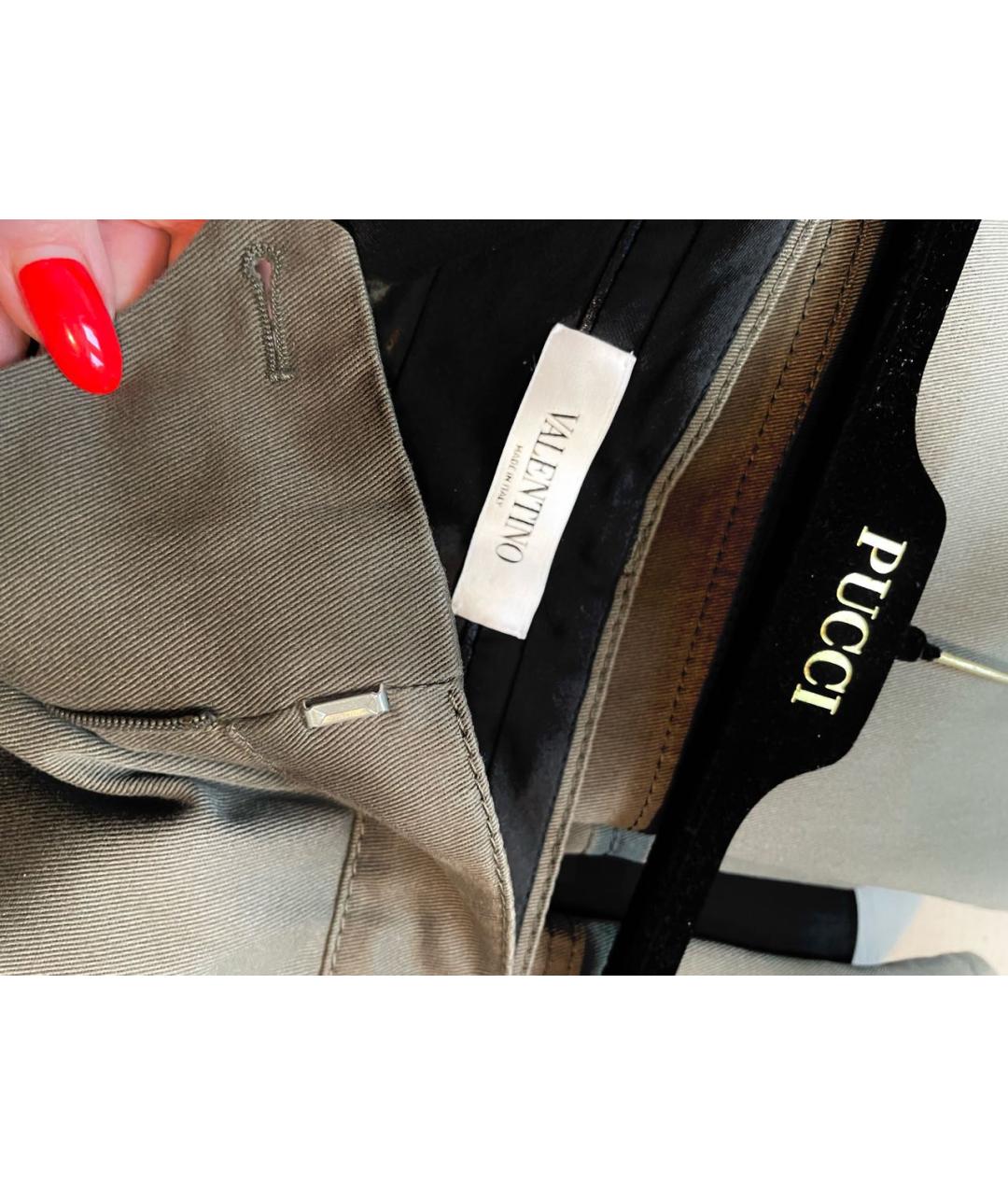 VALENTINO Хаки хлопковые брюки широкие, фото 7