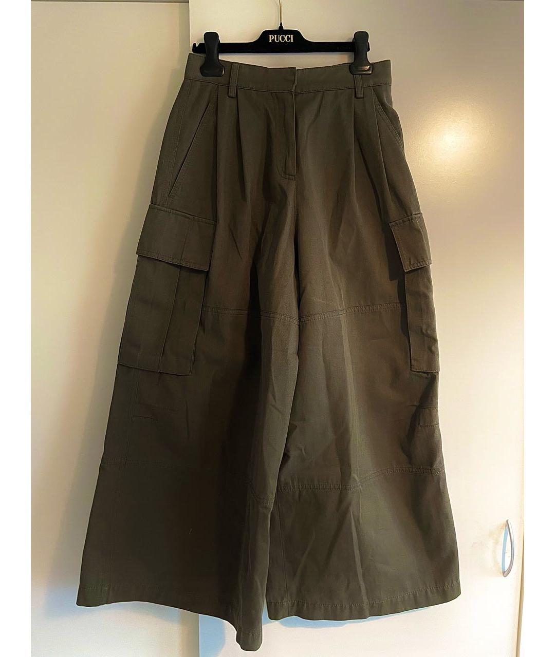 VALENTINO Хаки хлопковые брюки широкие, фото 2