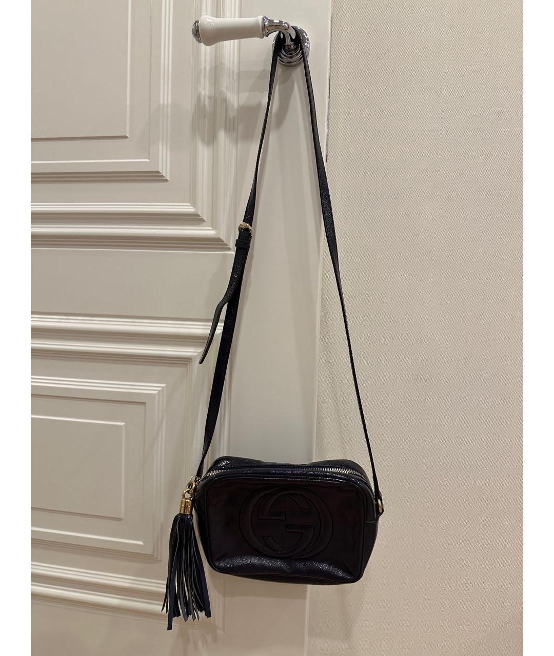 GUCCI Темно-синяя сумка через плечо из лакированной кожи, фото 2