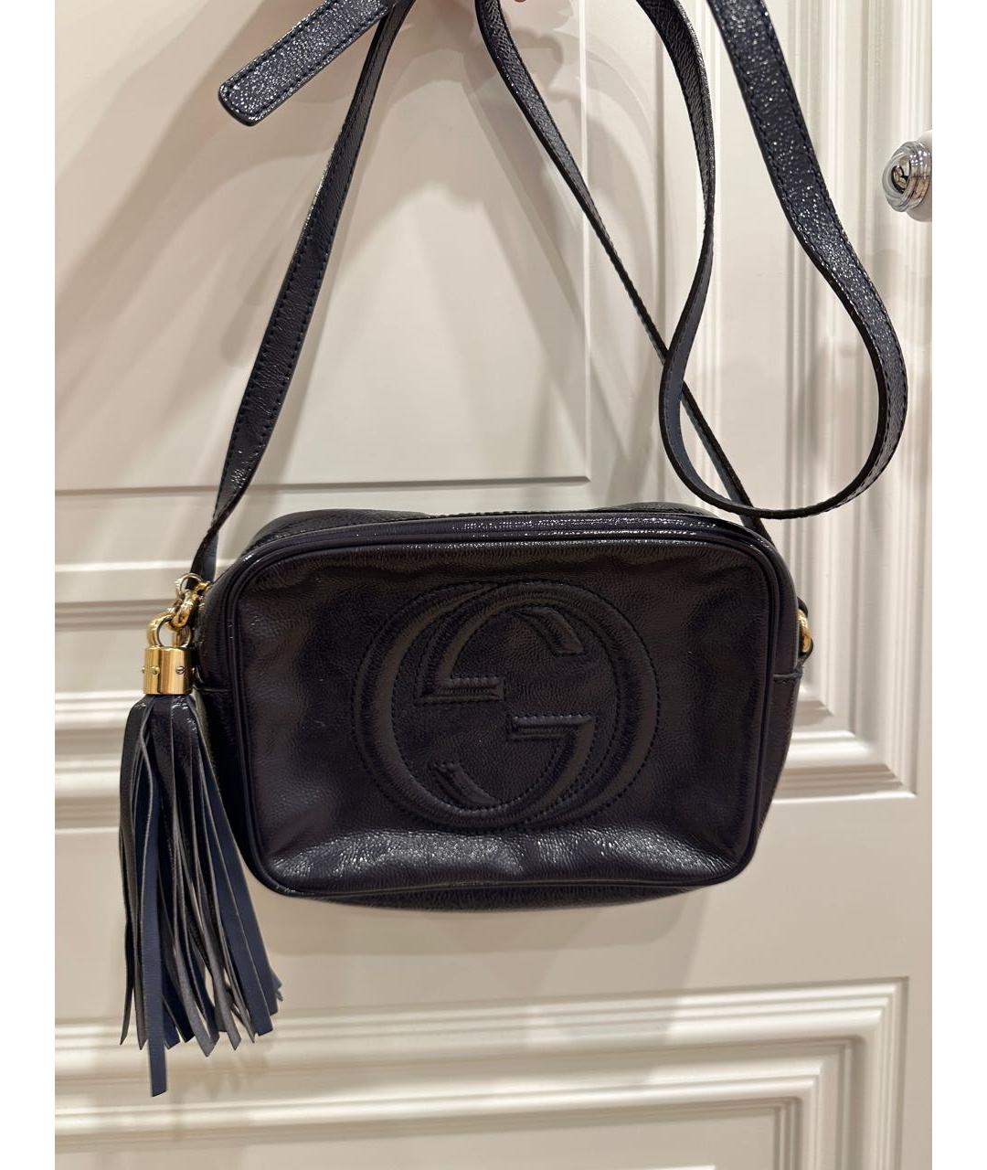 GUCCI Темно-синяя сумка через плечо из лакированной кожи, фото 8