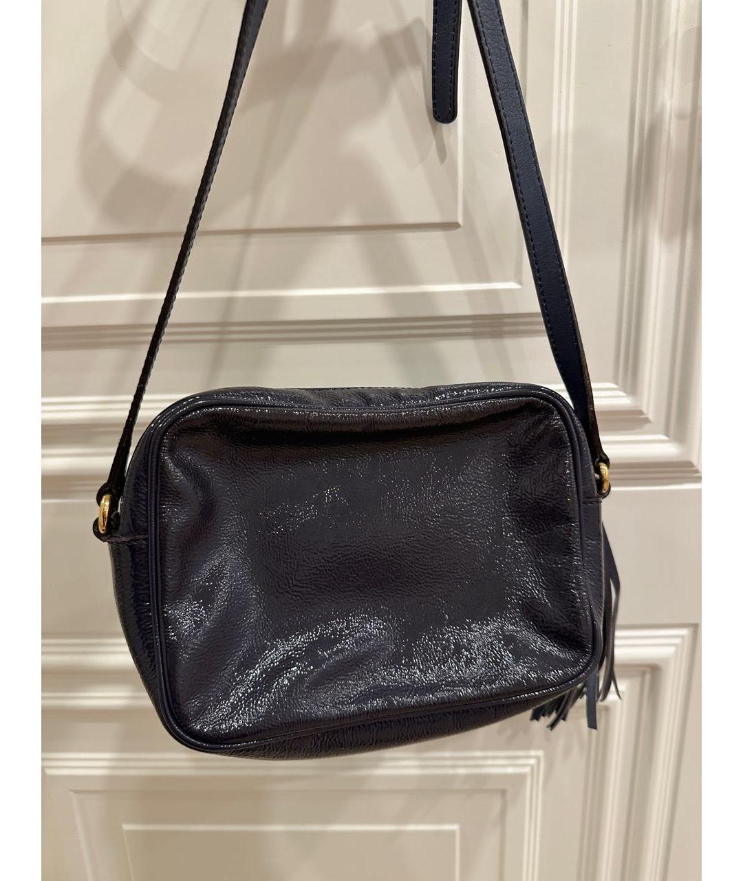 GUCCI Темно-синяя сумка через плечо из лакированной кожи, фото 3