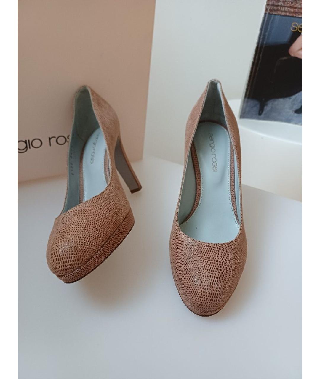 SERGIO ROSSI Бежевые кожаные туфли, фото 5