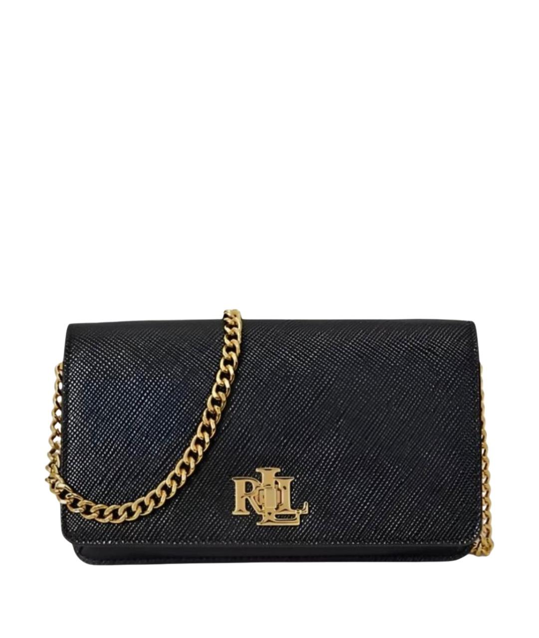 RALPH LAUREN Черная кожаная сумка через плечо, фото 1