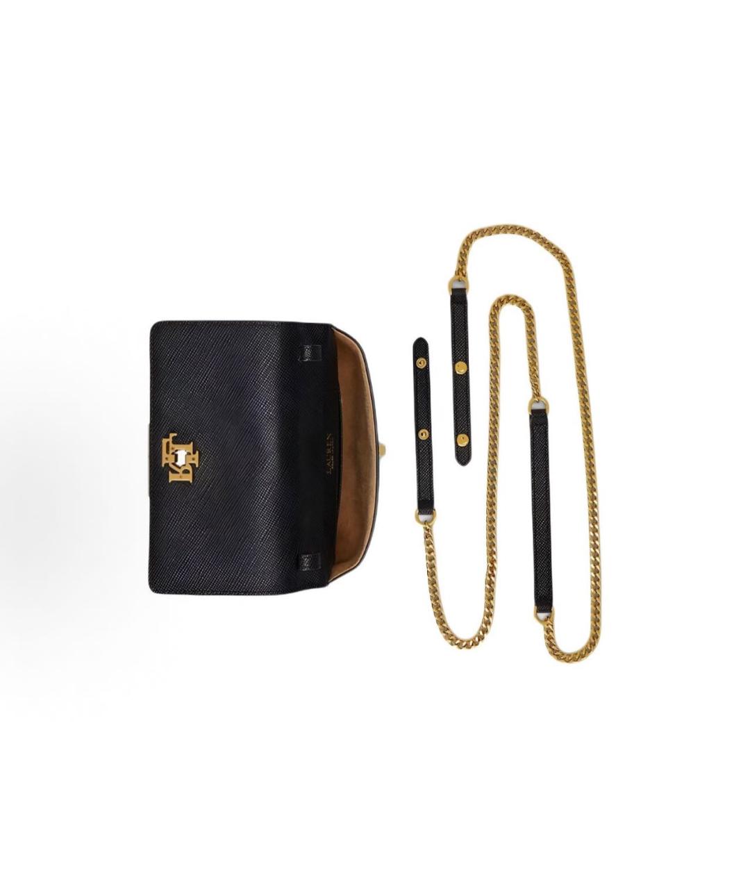 RALPH LAUREN Черная кожаная сумка через плечо, фото 4