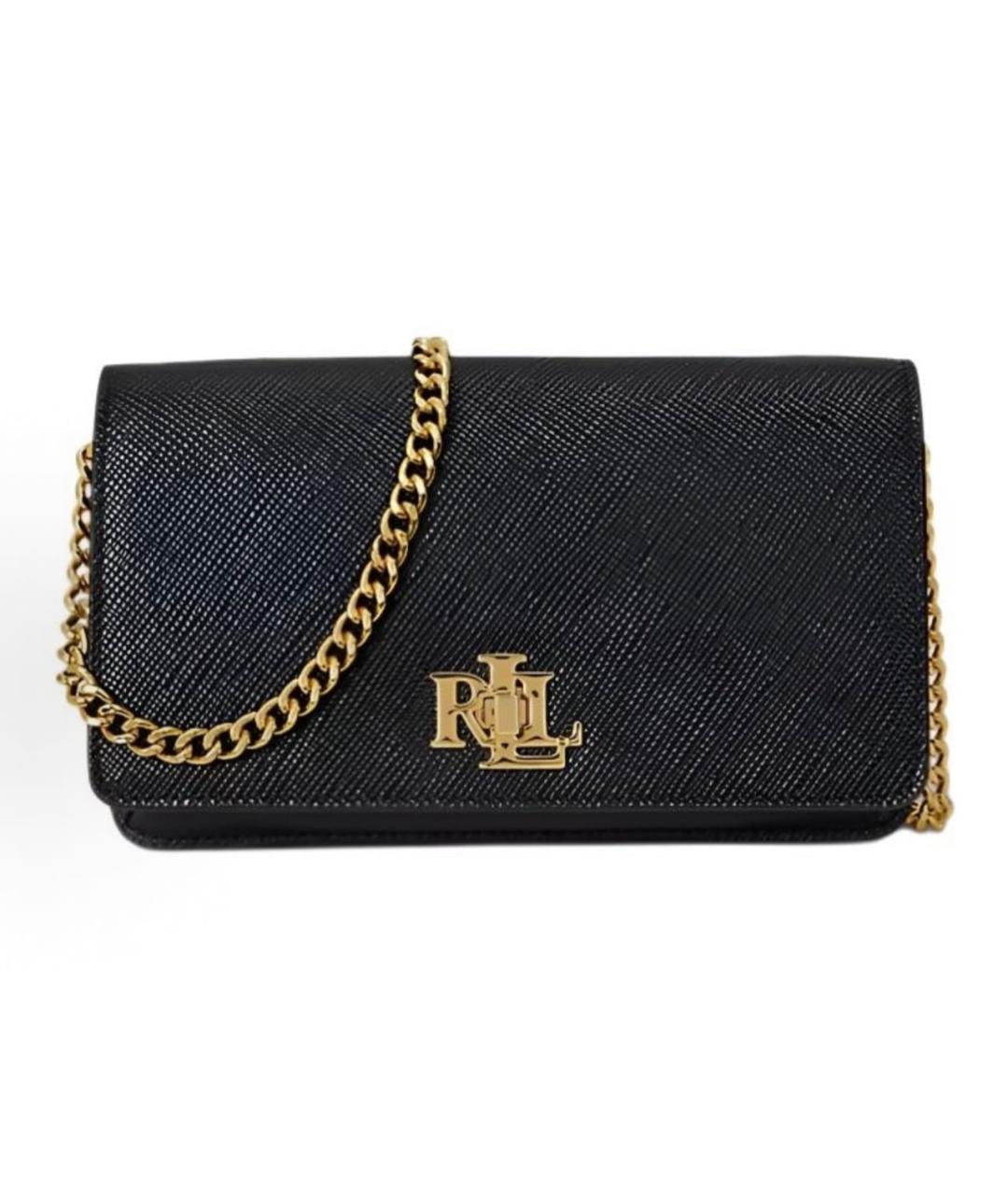 RALPH LAUREN Черная кожаная сумка через плечо, фото 6