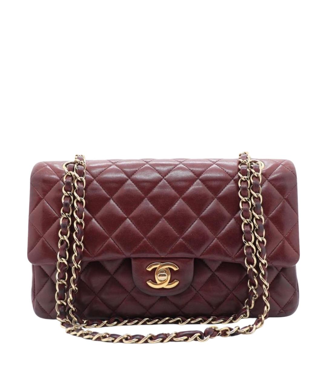 CHANEL Бордовая кожаная сумка через плечо, фото 1