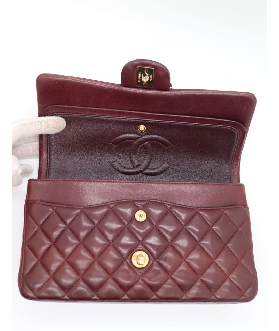 CHANEL Бордовая кожаная сумка через плечо, фото 6