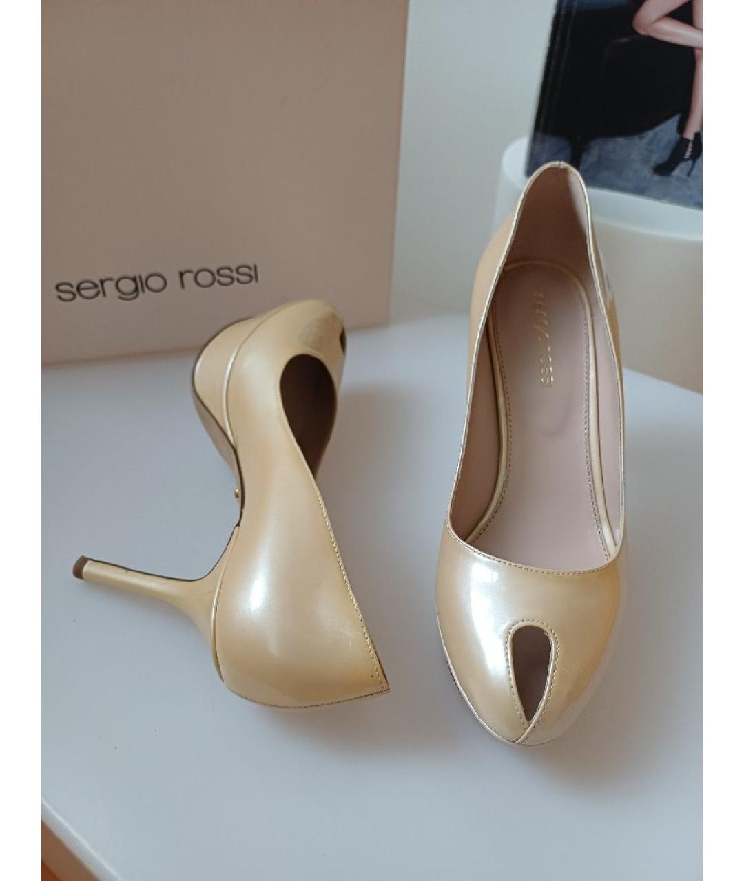 SERGIO ROSSI Бежевые кожаные туфли, фото 4