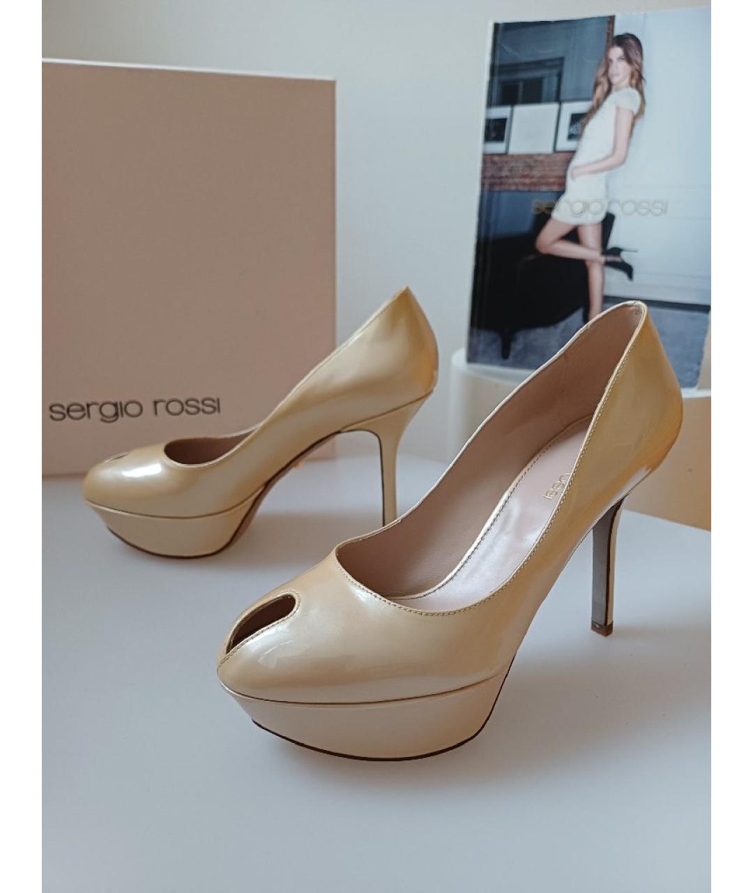 SERGIO ROSSI Бежевые кожаные туфли, фото 2