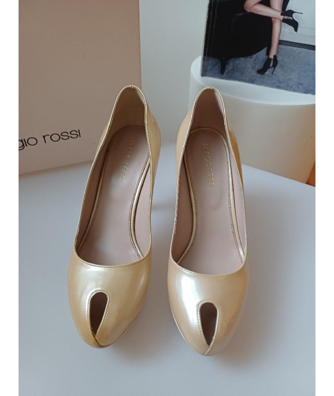 SERGIO ROSSI Бежевые кожаные туфли, фото 6