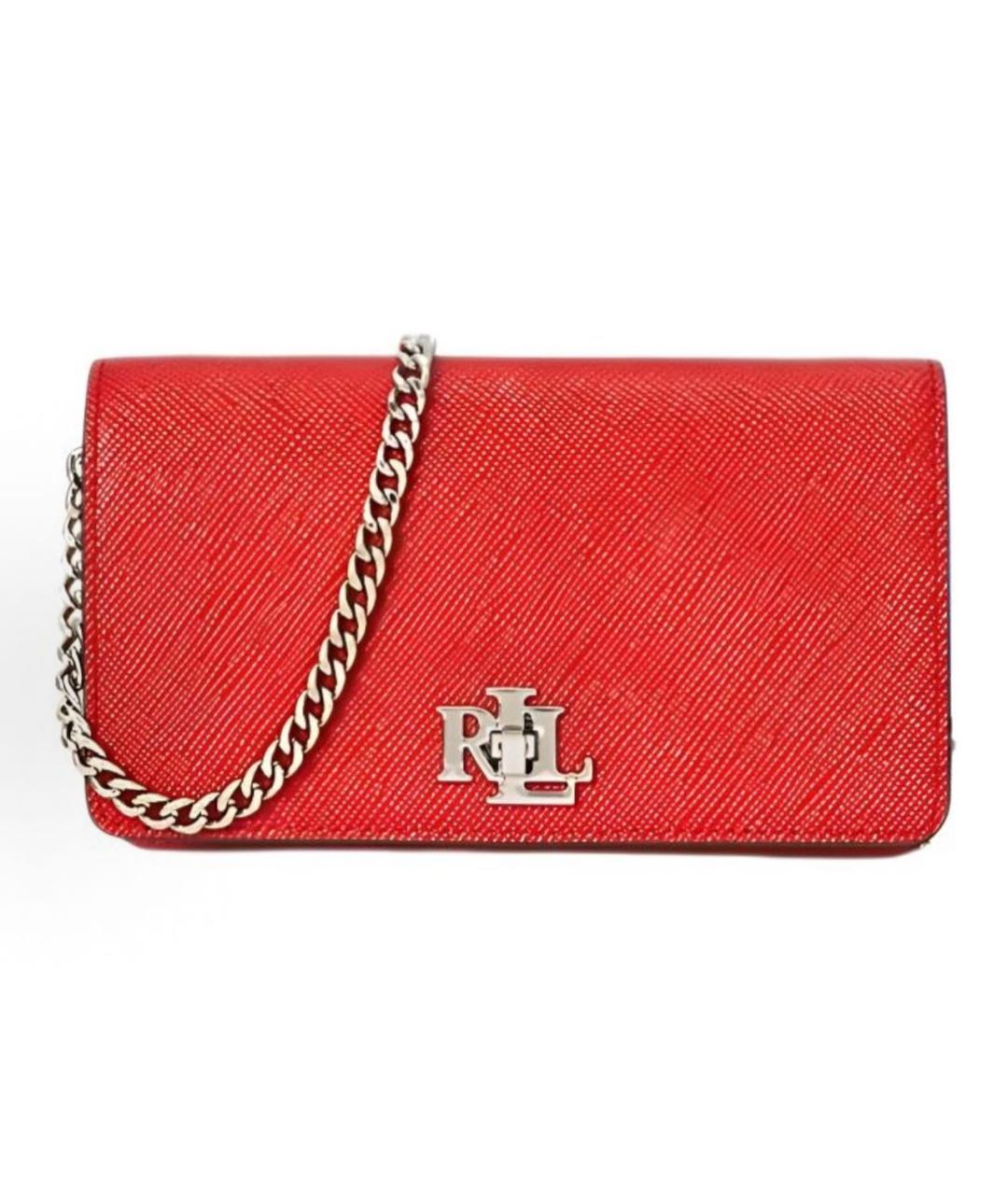 RALPH LAUREN Красная кожаная сумка через плечо, фото 6