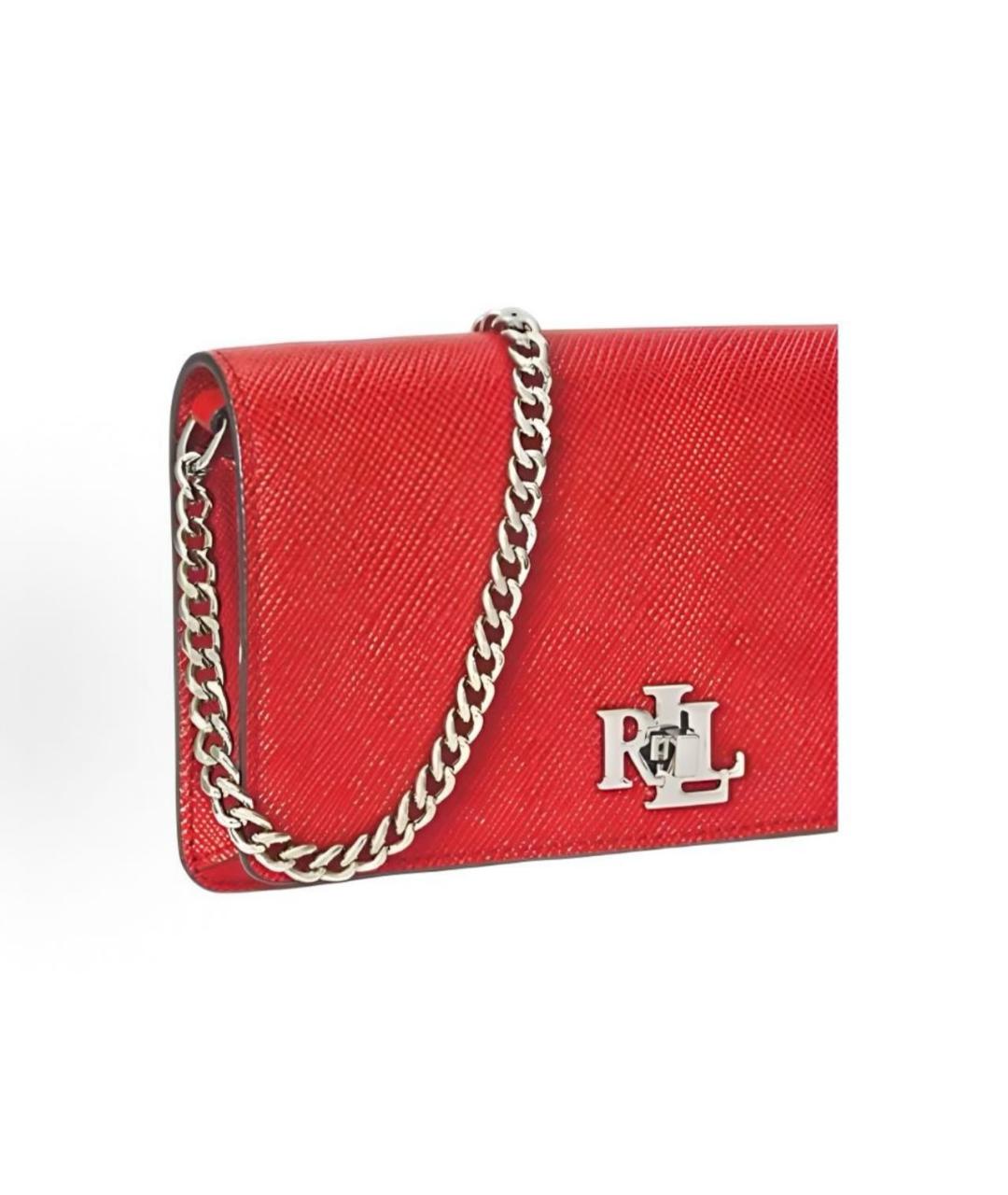 RALPH LAUREN Красная кожаная сумка через плечо, фото 5