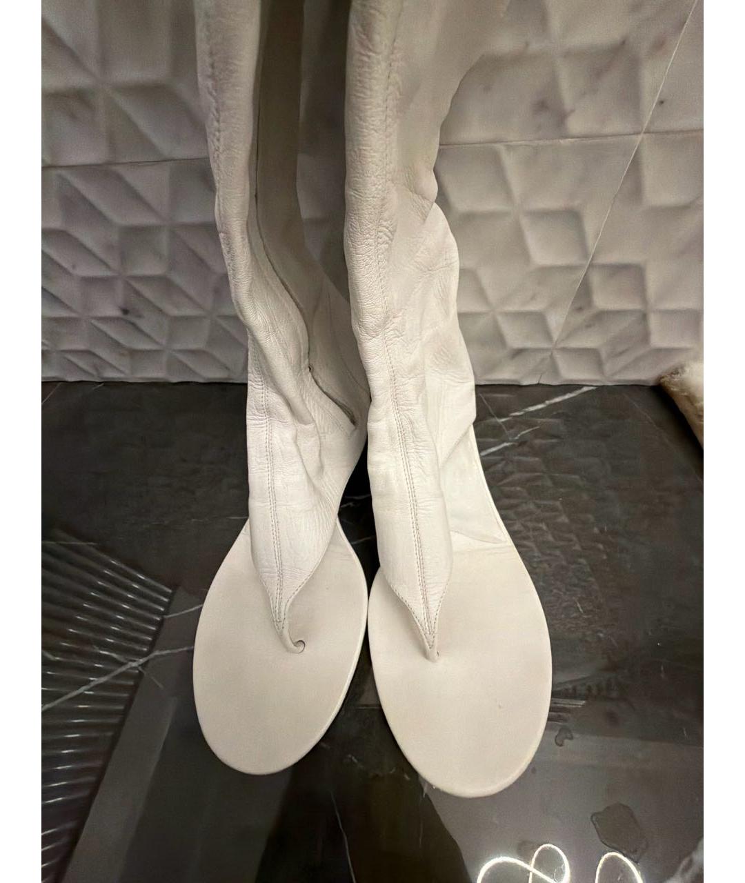 MIU MIU Белые кожаные сапоги, фото 3
