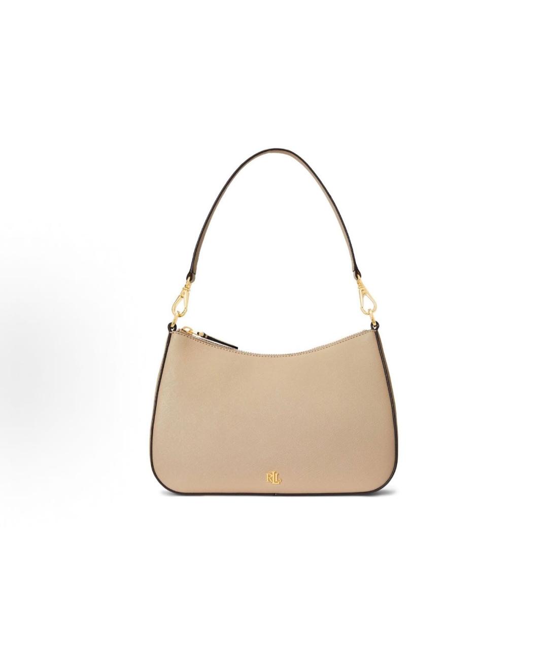 RALPH LAUREN Бежевая кожаная сумка через плечо, фото 6