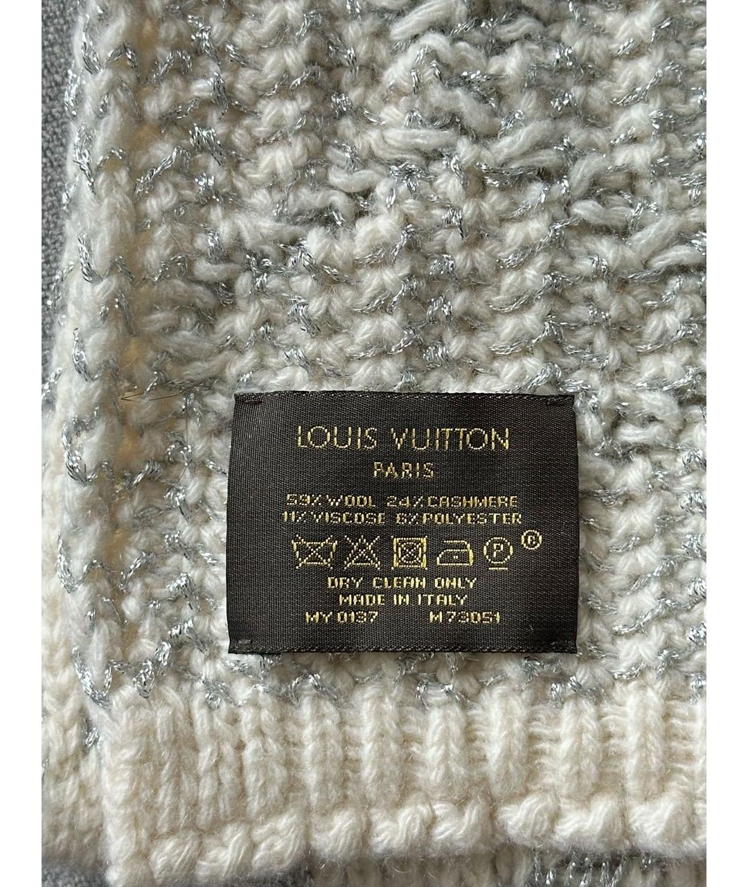 LOUIS VUITTON Белый шерстяной шарф, фото 7
