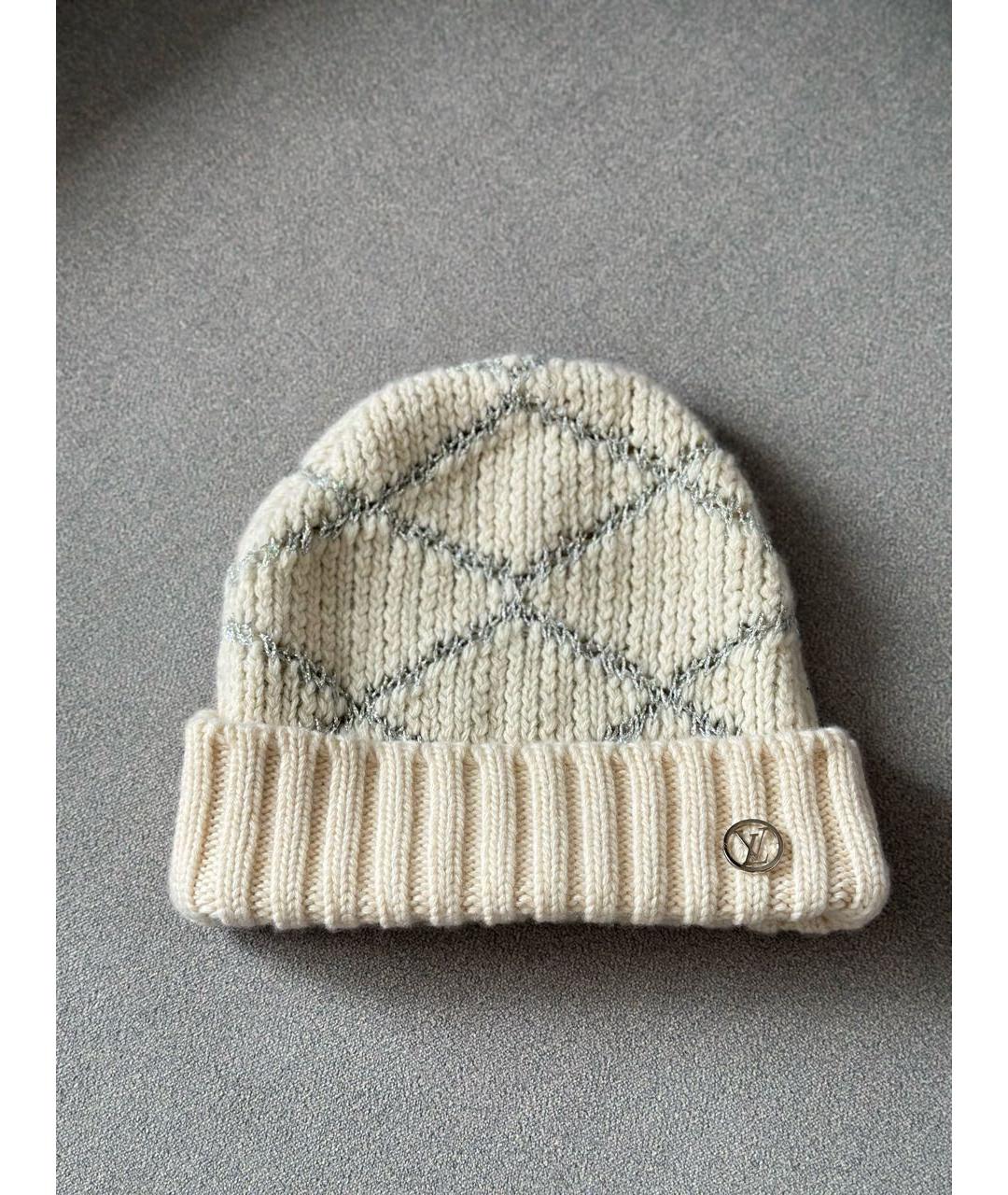 LOUIS VUITTON Белый шерстяной шарф, фото 3