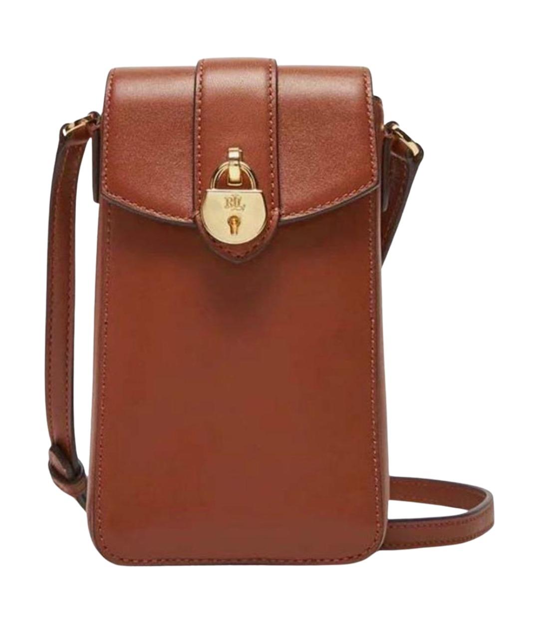 RALPH LAUREN Коричневая кожаная сумка через плечо, фото 1