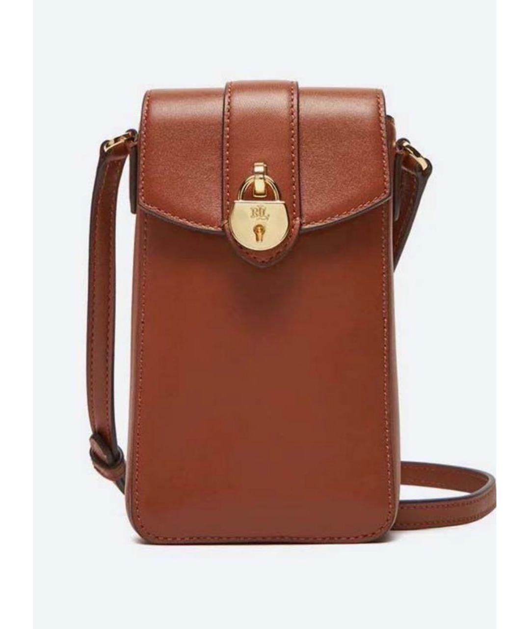 RALPH LAUREN Коричневая кожаная сумка через плечо, фото 6