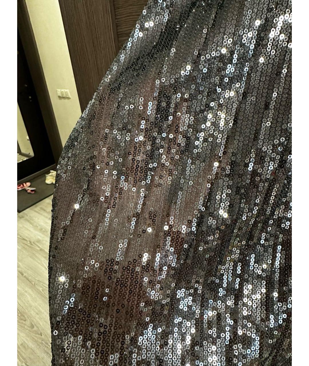 SPORTMAX Серебряная вискозная юбка миди, фото 4