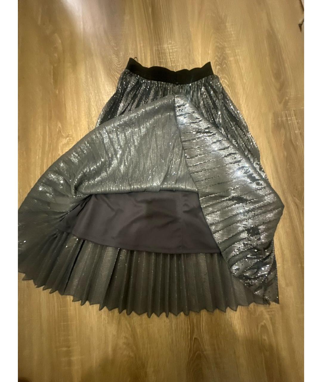 SPORTMAX Серебряная вискозная юбка миди, фото 2