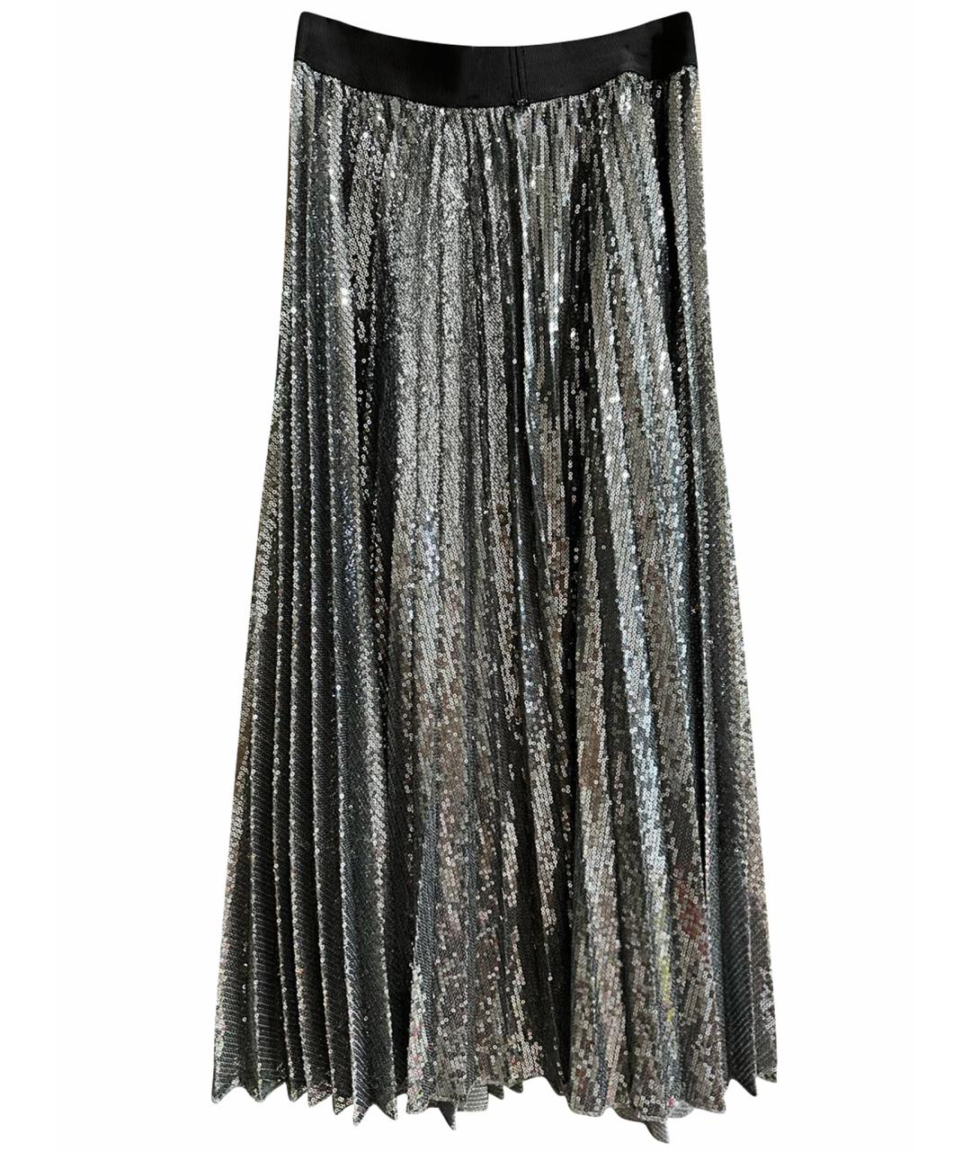 SPORTMAX Серебряная вискозная юбка миди, фото 1