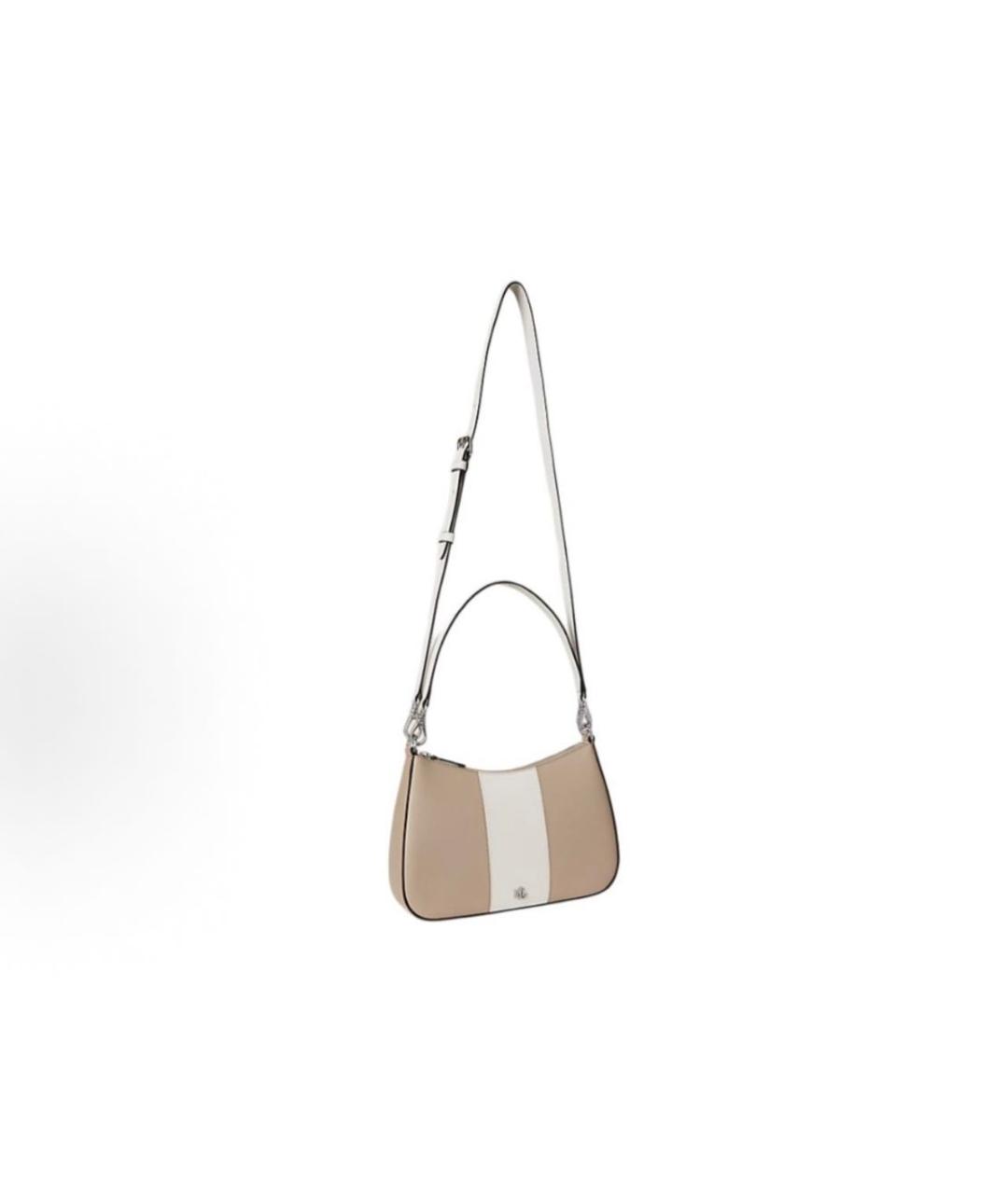 RALPH LAUREN Бежевая кожаная сумка через плечо, фото 2