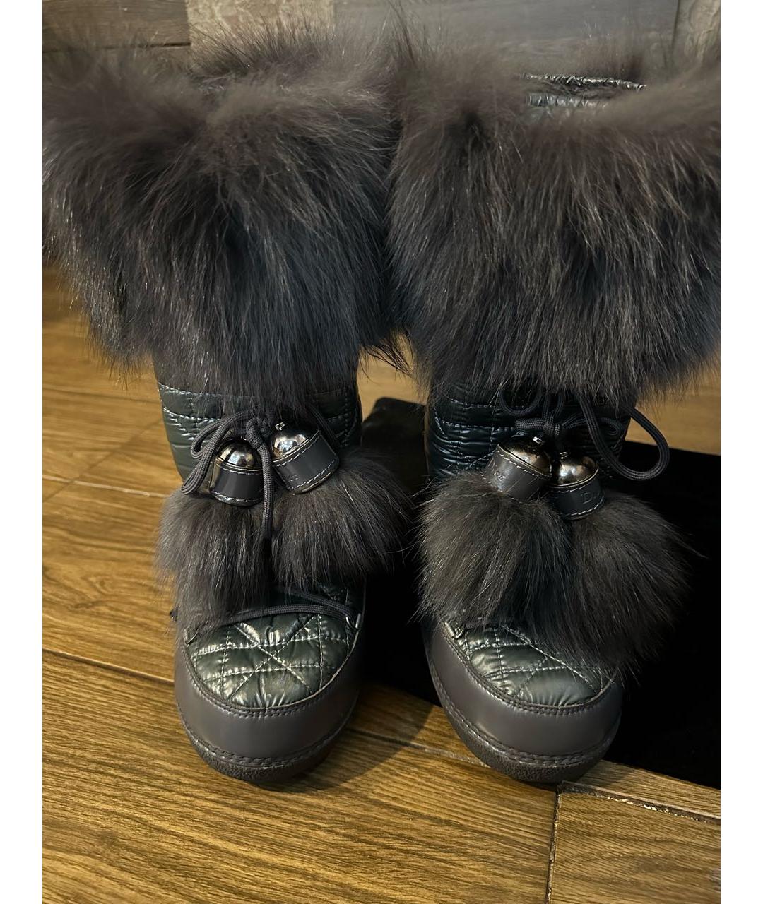 CHRISTIAN DIOR Антрацитовые сапоги из лакированной кожи, фото 4