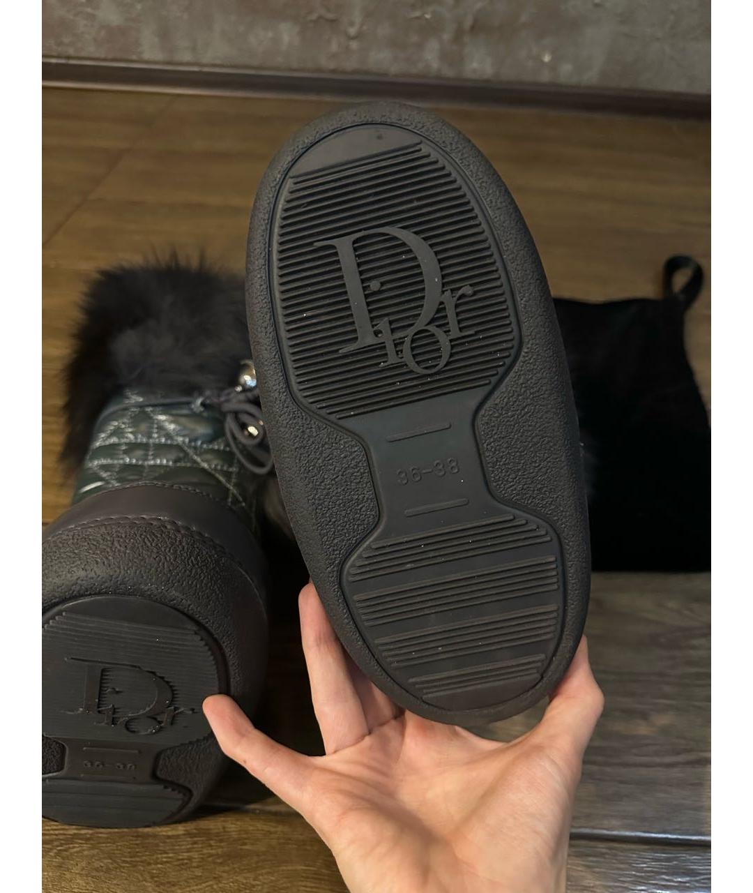 CHRISTIAN DIOR Антрацитовые сапоги из лакированной кожи, фото 6