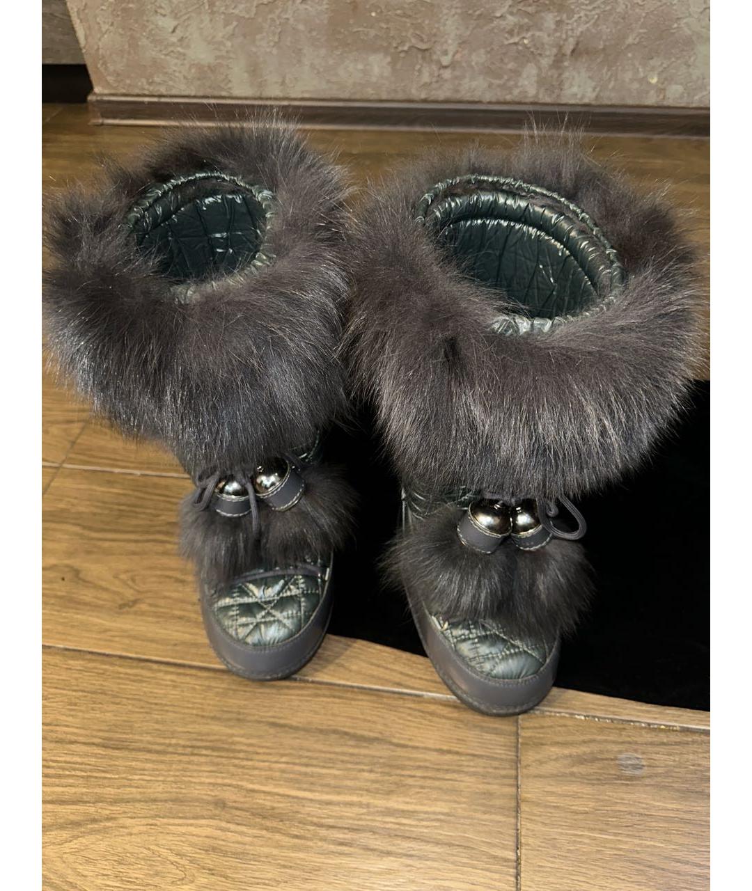 CHRISTIAN DIOR Антрацитовые сапоги из лакированной кожи, фото 3