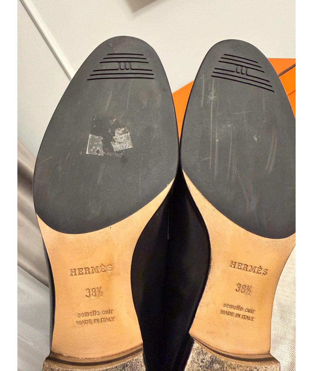 HERMES Черные кожаные лоферы, фото 4