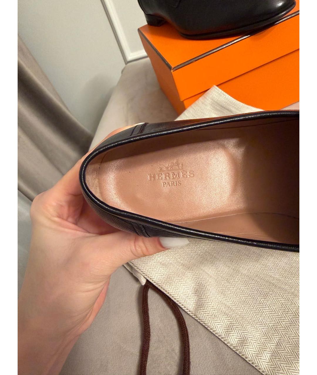 HERMES Черные кожаные лоферы, фото 7