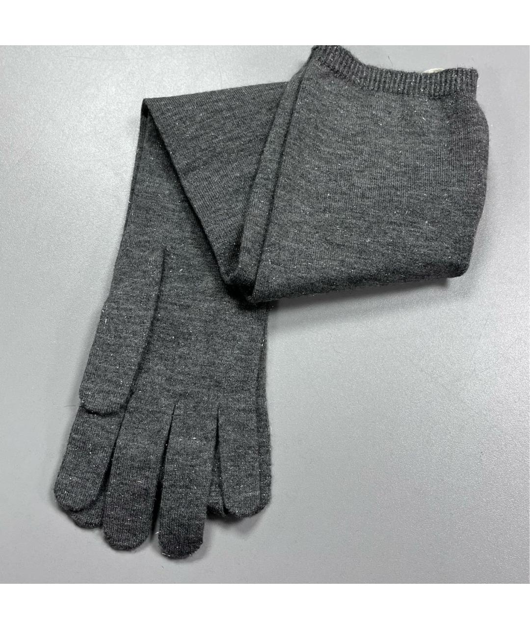 BRUNELLO CUCINELLI Серые кашемировые перчатки, фото 4