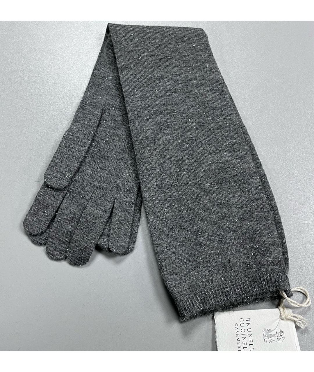 BRUNELLO CUCINELLI Серые кашемировые перчатки, фото 2