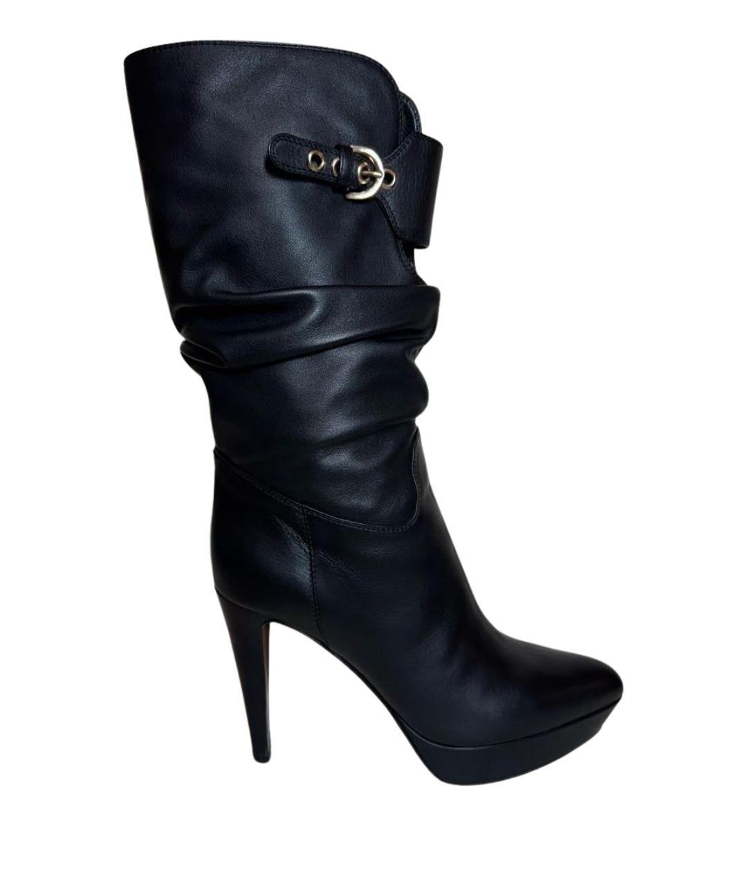 SERGIO ROSSI Черные кожаные сапоги, фото 1