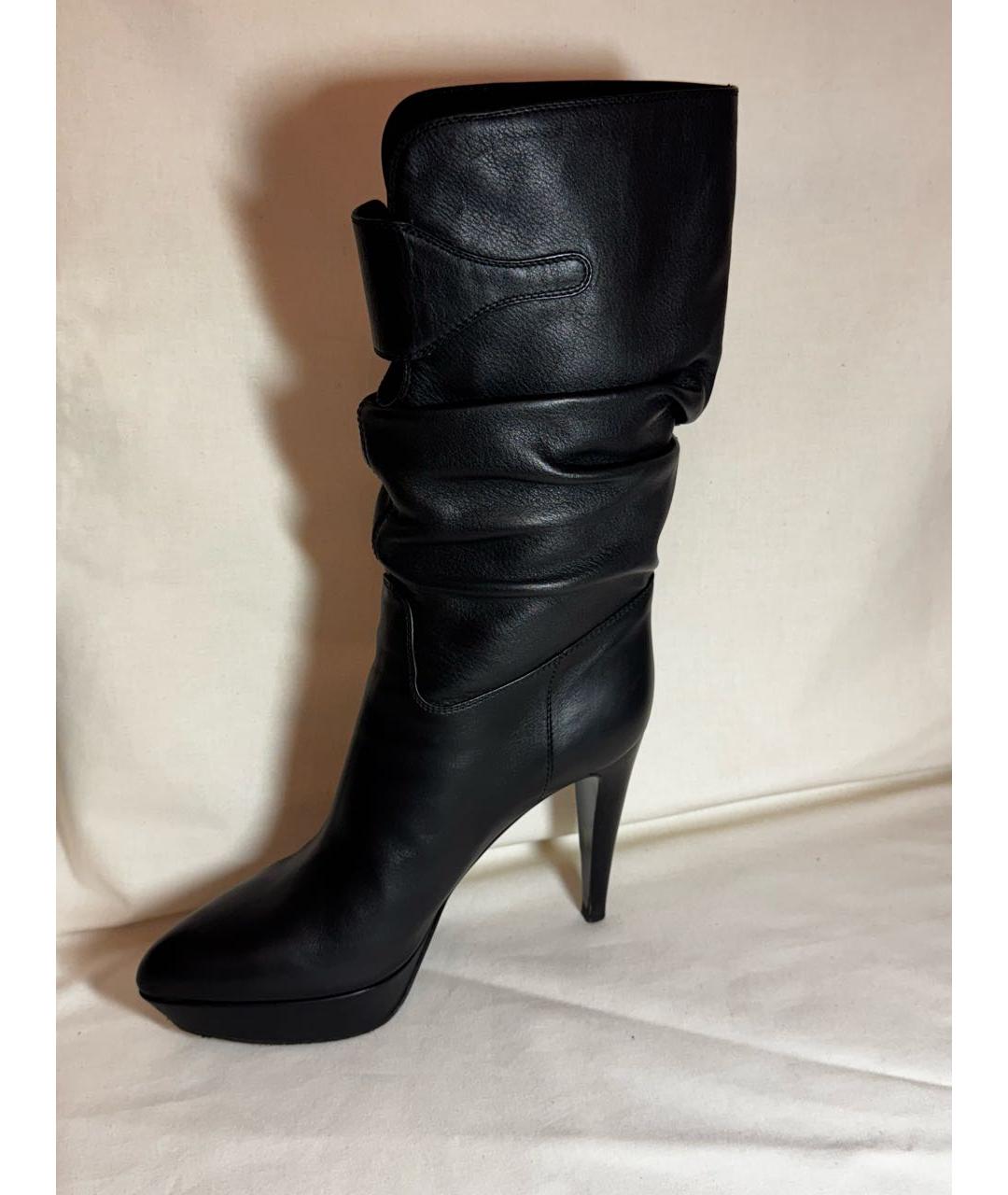 SERGIO ROSSI Черные кожаные сапоги, фото 6