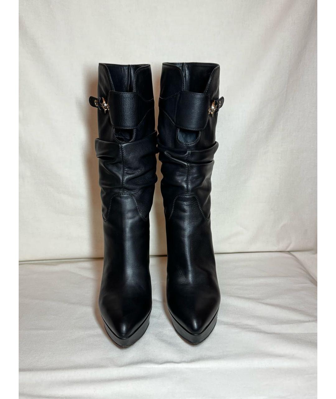 SERGIO ROSSI Черные кожаные сапоги, фото 2