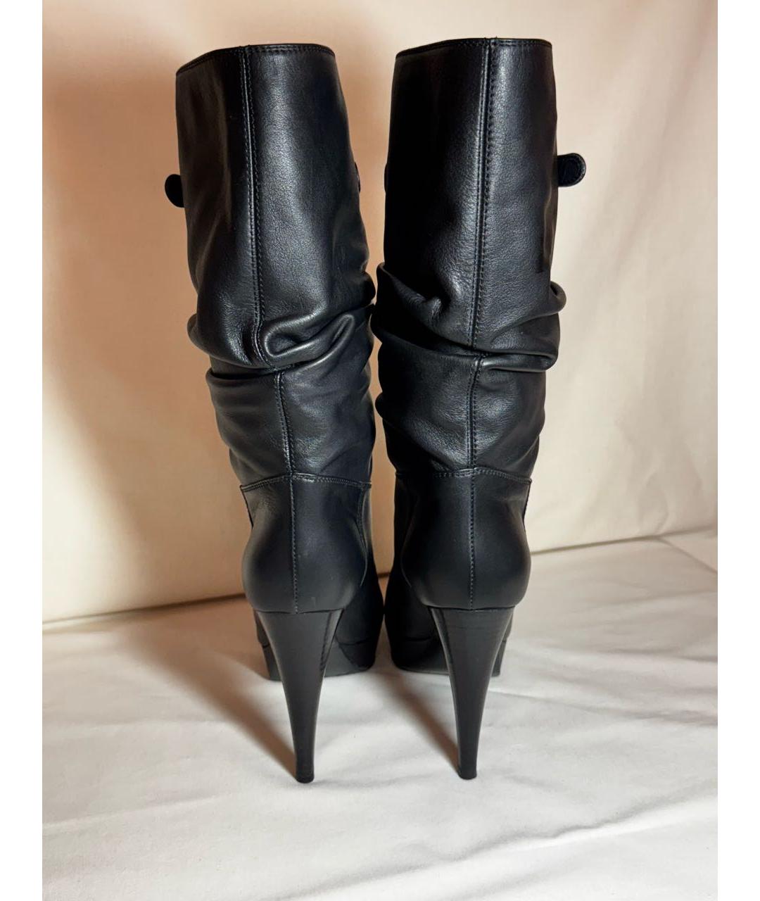 SERGIO ROSSI Черные кожаные сапоги, фото 4