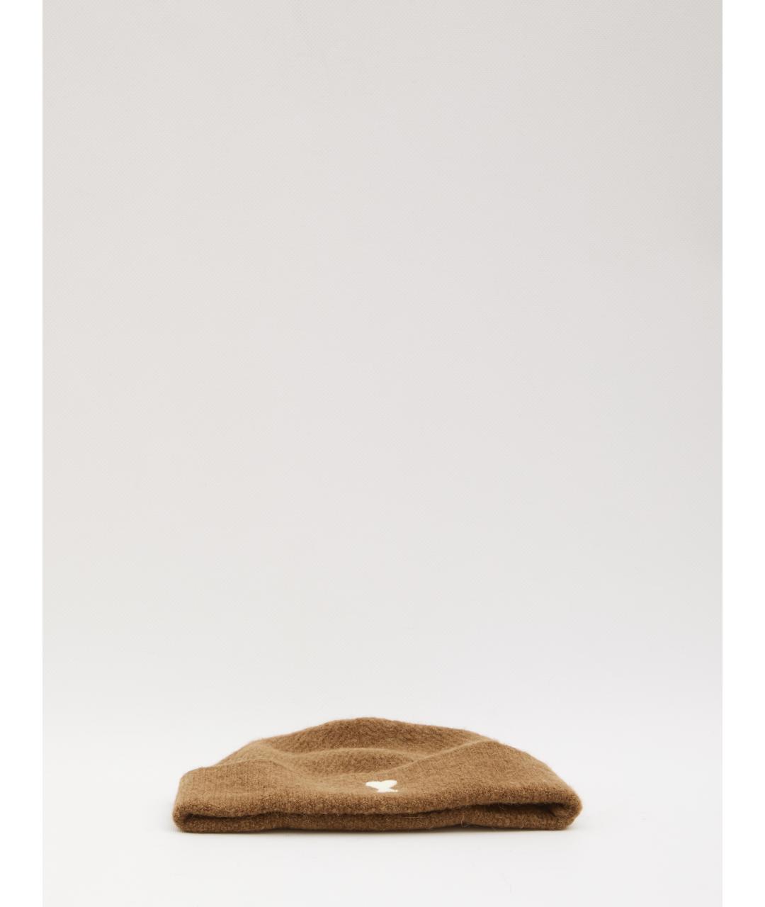 Ami Paris Коричневая шерстяная шапка, фото 3