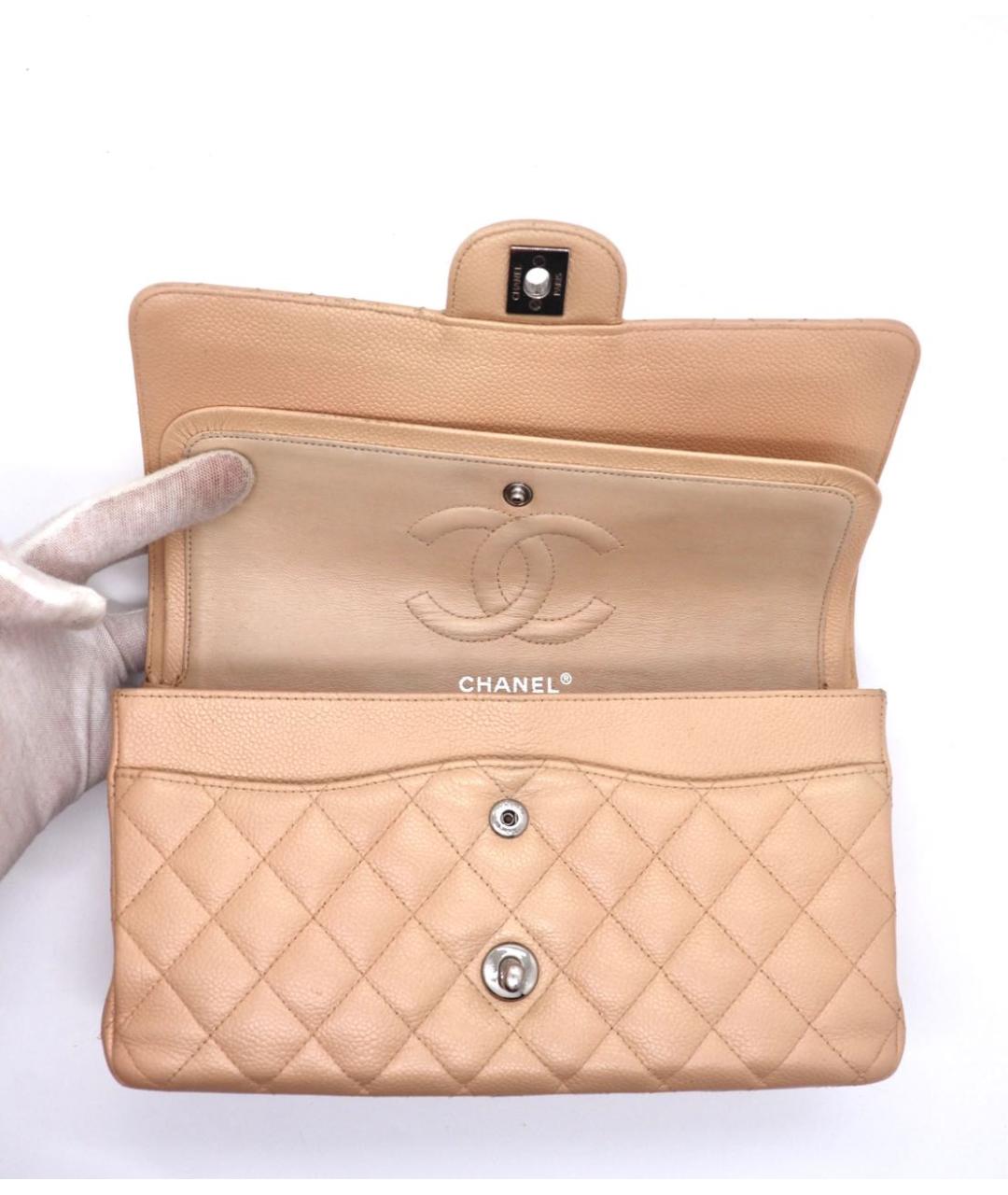 CHANEL Бежевая кожаная сумка через плечо, фото 6